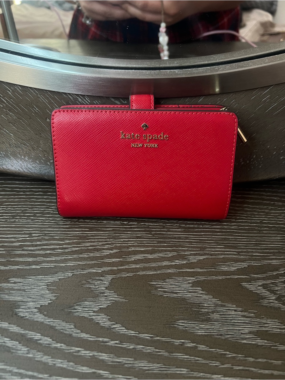 kate spade Red Saffiano Leather Bifold Wallet